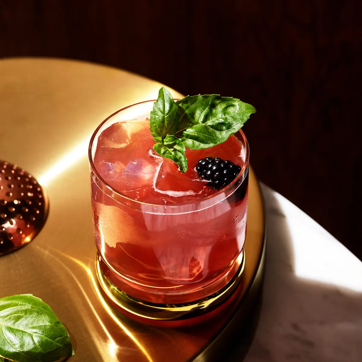 Basil Hayden bourbon Bramble cocktail